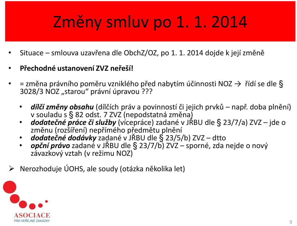 ?? dílčí změny obsahu (dílčích práv a povinností či jejich prvků např. doba plnění) v souladu s 82 odst.