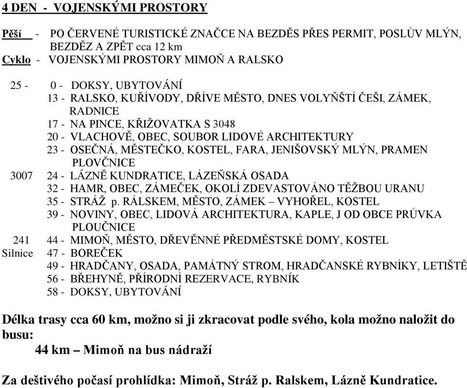 MLÝN, PRAMEN PLOVČNICE 3007 24 - LÁZNĚ KUNDRATICE, LÁZEŇSKÁ OSADA 32 - HAMR, OBEC, ZÁMEČEK, OKOLÍ ZDEVASTOVÁNO TĚŽBOU URANU 35 - STRÁŽ p.