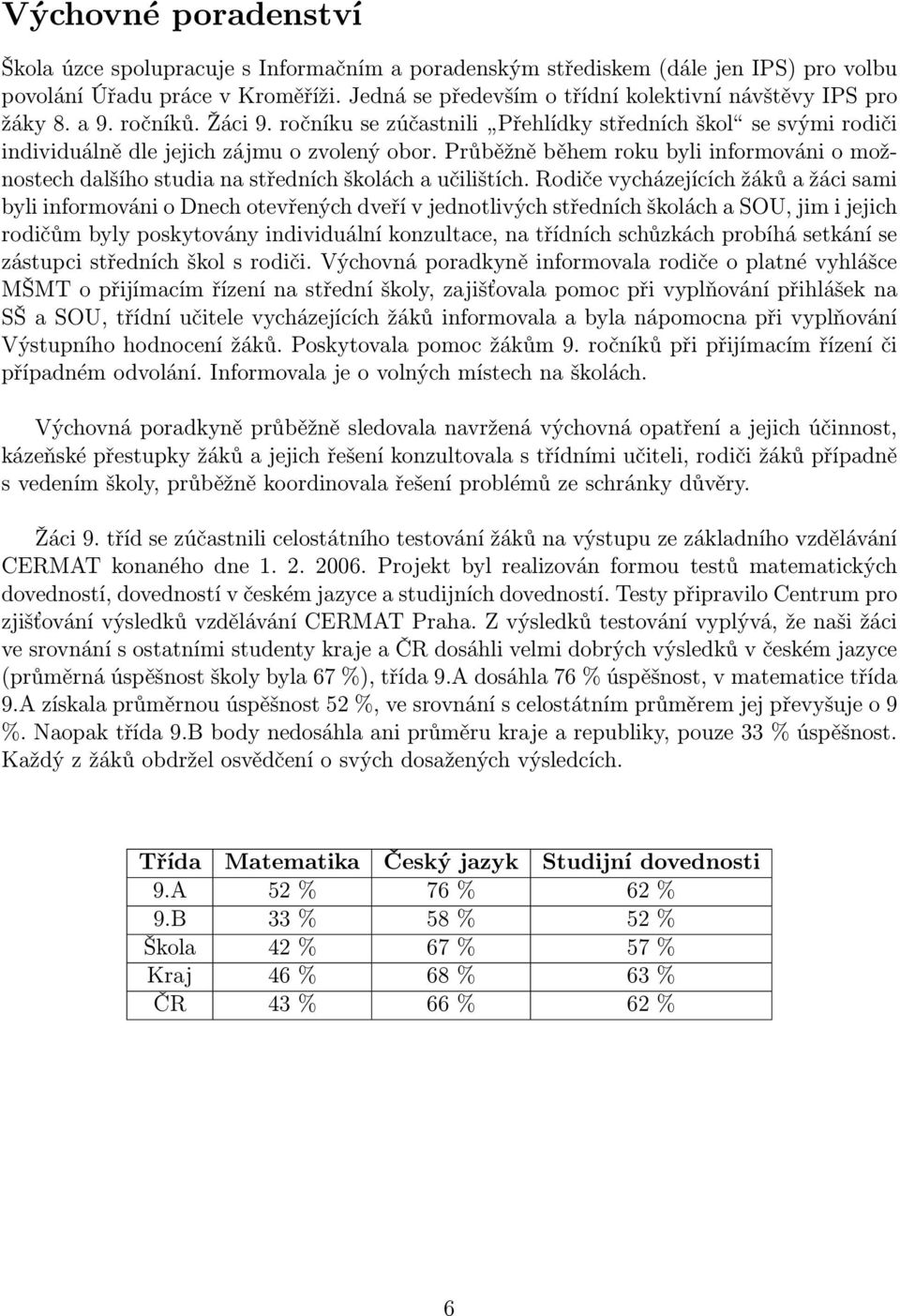 Průběžně během roku byli informováni o možnostech dalšího studia na středních školách a učilištích.