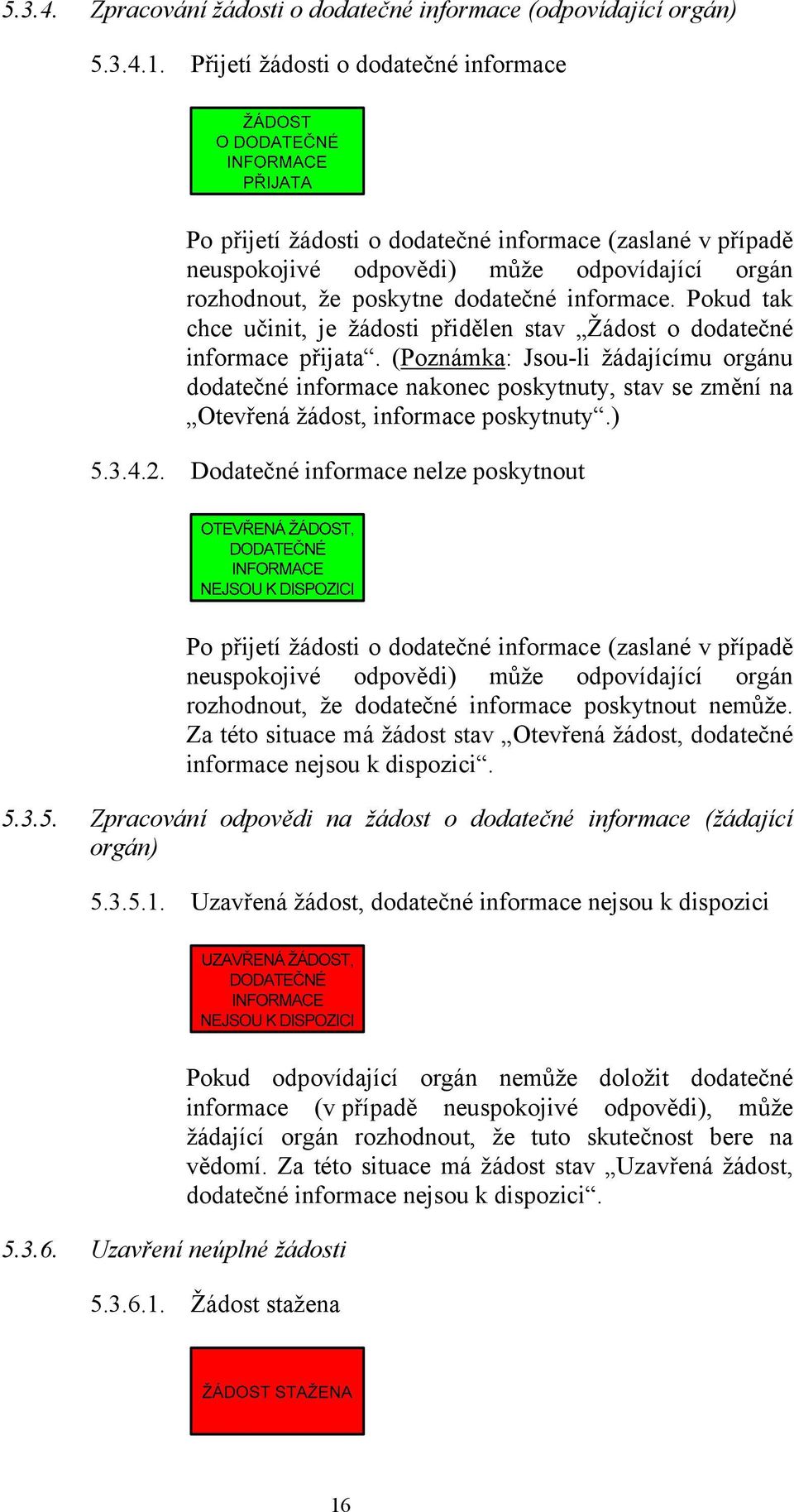 Pokud tak chce učinit, je žádosti přidělen stav Žádost o dodatečné informace přijata.