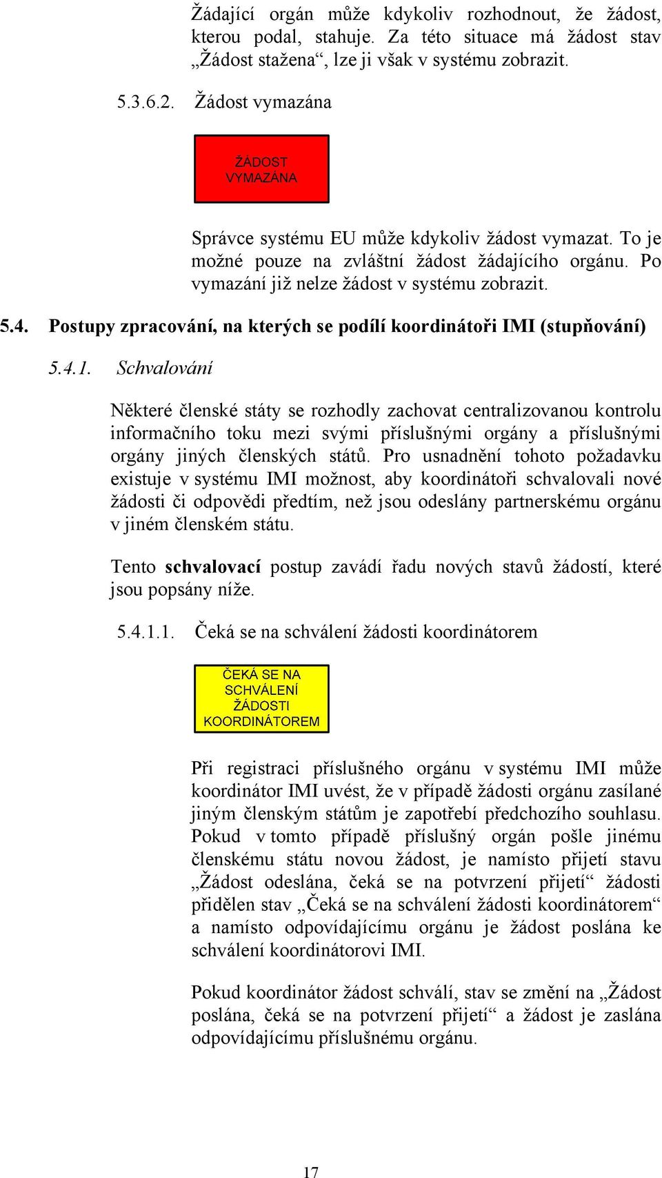 Postupy zpracování, na kterých se podílí koordinátoři IMI (stupňování) 5.4.1.