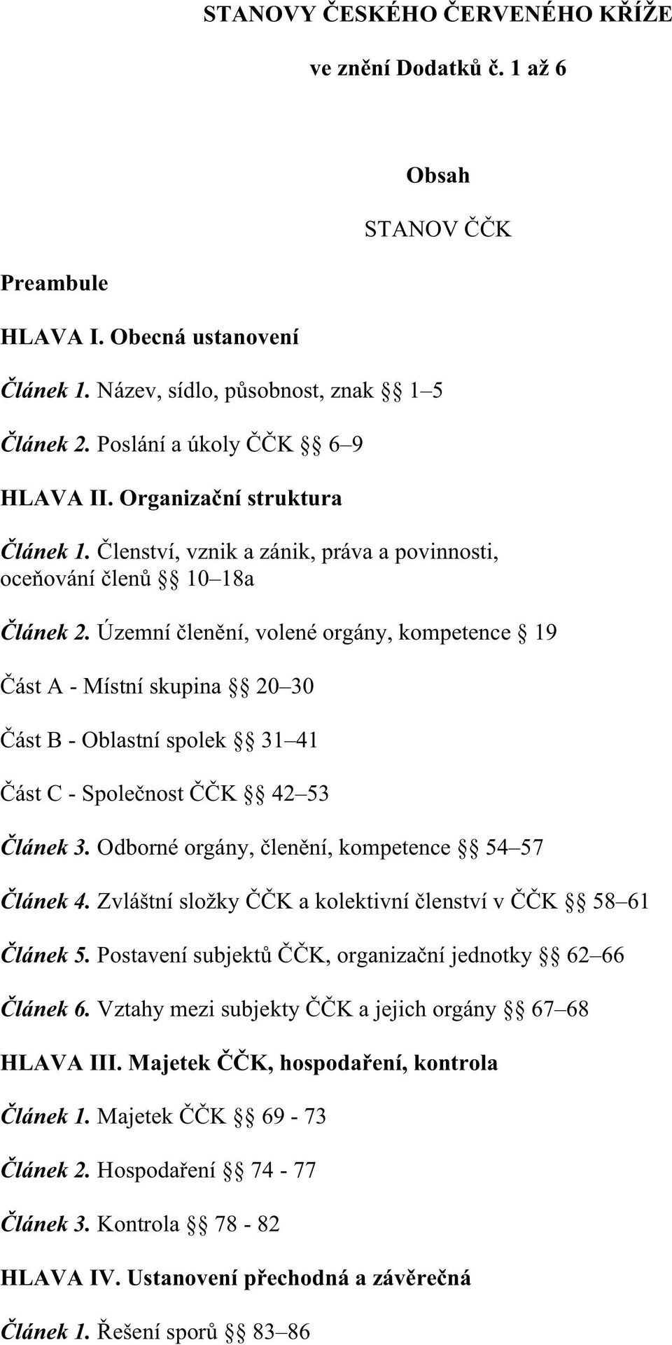 Územní len ní, volené orgány, kompetence 19 ást A - Místní skupina 20 30 ást B - Oblastní spolek 31 41 ást C - Spole nost K 42 53 lánek 3. Odborné orgány, len ní, kompetence 54 57 lánek 4.