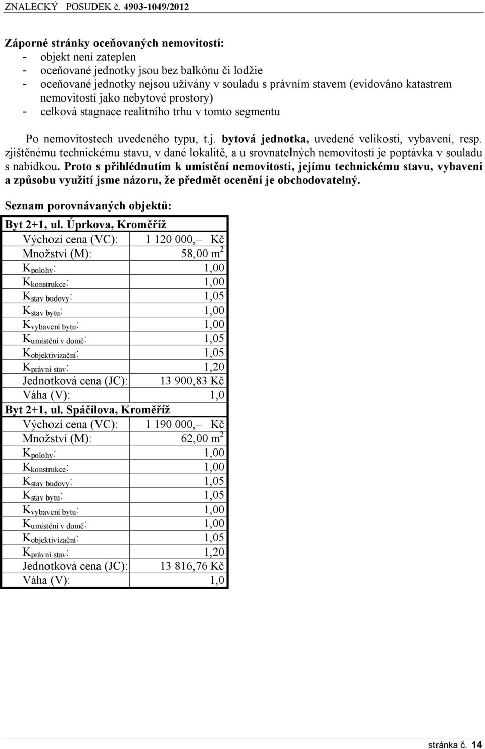 zjištěnému technickému stavu, v dané lkalitě, a u srvnatelných nemvitstí je pptávka v suladu s nabídku.