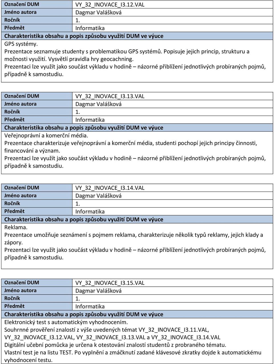 Prezentace charakterizuje veřejnoprávní a komerční média, studenti pochopí jejich principy činnosti, financování a význam. VY_32_INOVACE_I3.14.VAL Reklama.