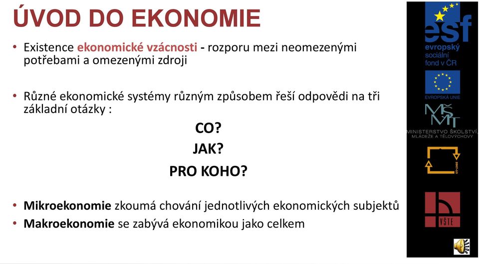 odpovědi na tři základní otázky : CO? JAK? PRO KOHO?