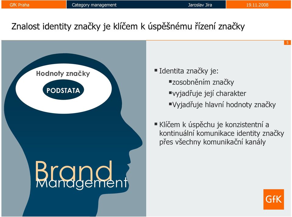 Vyjadřuje hlavní hodnoty Klíčem k úspěchu je konzistentní a