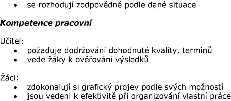 k ověřování výsledků Žáci: zdokonalují si grafický projev podle