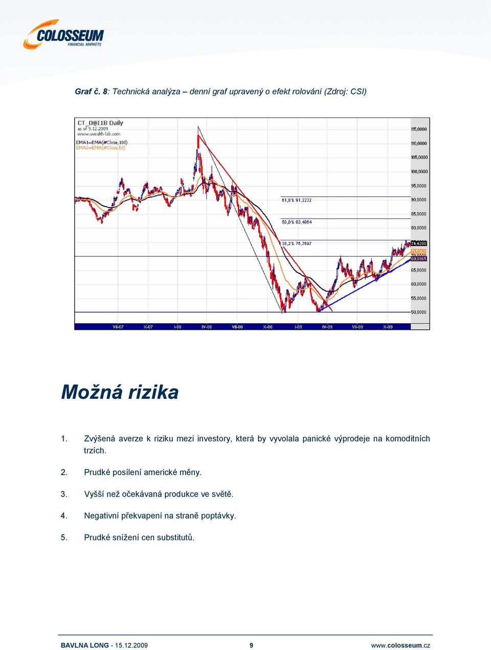 Zvýšená averze k riziku mezi investory, která by vyvolala panické výprodeje na