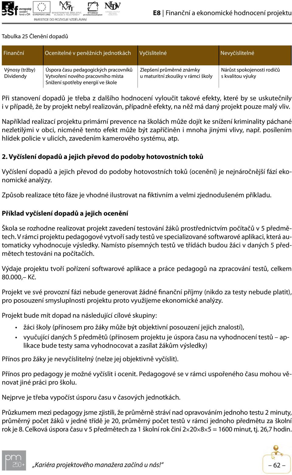 takové efekty, které by se uskutečnily i v případě, že by projekt nebyl realizován, případně efekty, na něž má daný projekt pouze malý vliv.