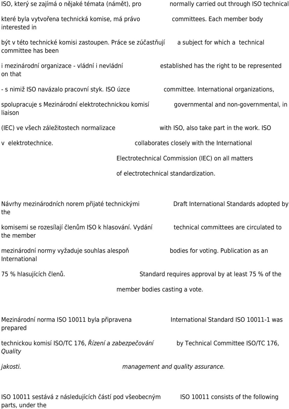 Each member body a subject for which a technical i mezinárodní organizace - vládní i nevládní on that established has the right to be represented - s nimiž ISO navázalo pracovní styk.