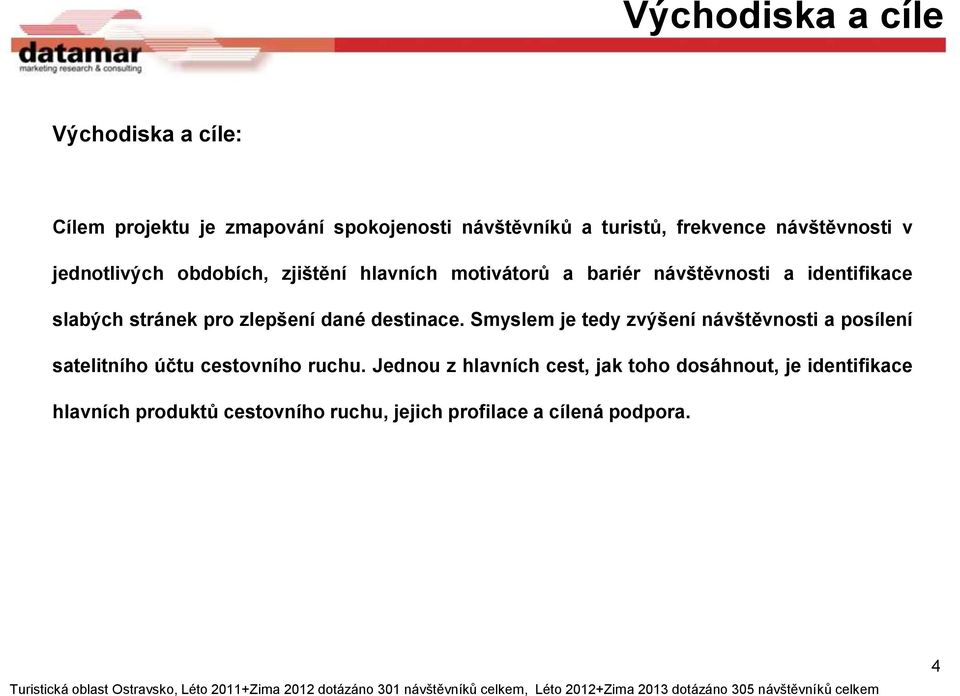 stránek pro zlepšení dané destinace. Smyslem je tedy zvýšení návštěvnosti a posílení satelitního účtu cestovního ruchu.