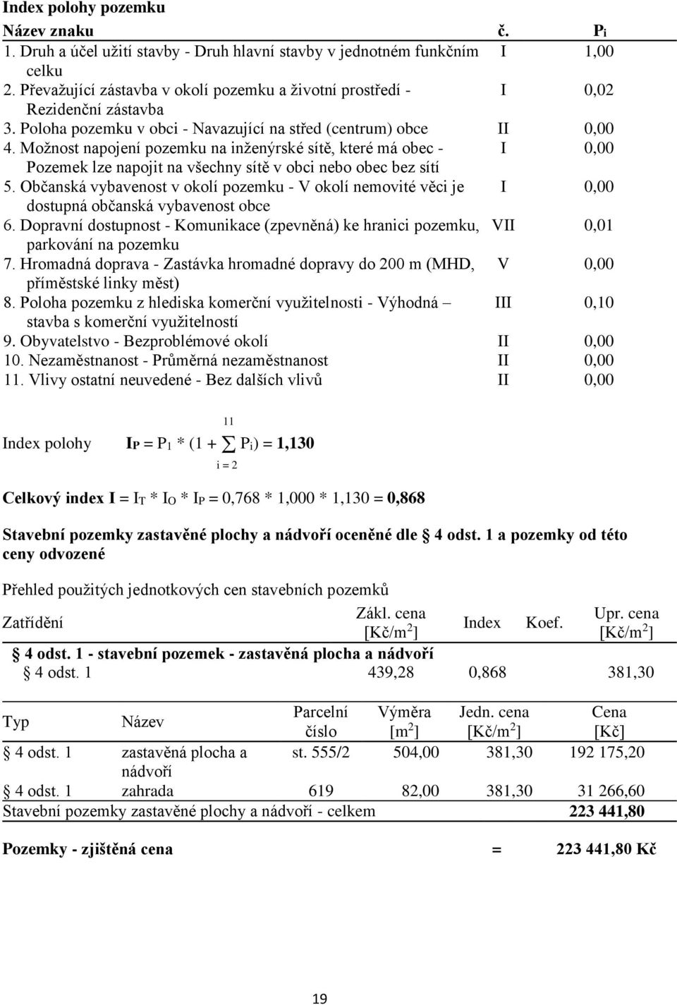 Možnost napojení pozemku na inženýrské sítě, které má obec - I 0,00 Pozemek lze napojit na všechny sítě v obci nebo obec bez sítí 5.