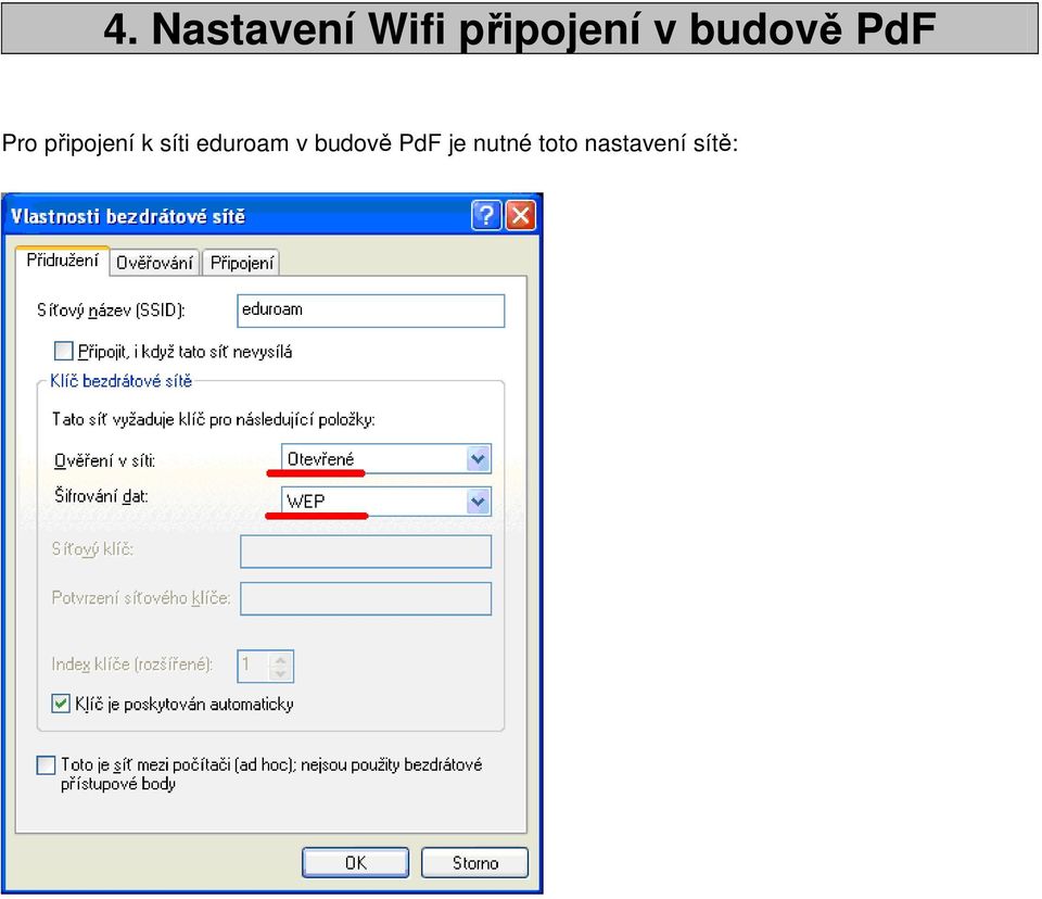 k síti eduroam v budově PdF