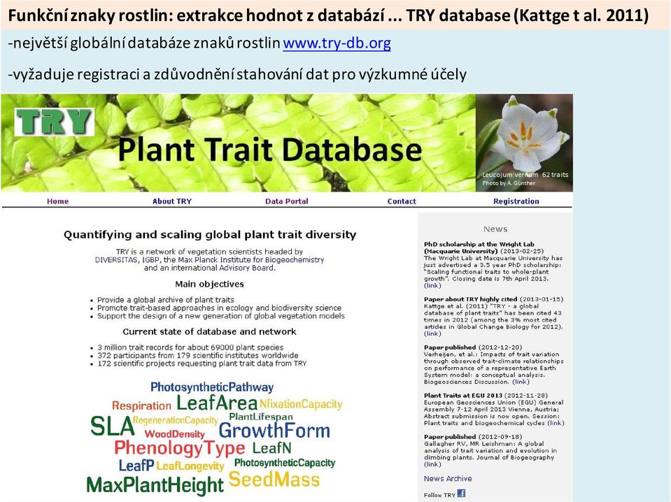 2011) největší globální databáze znaků rostlin www.