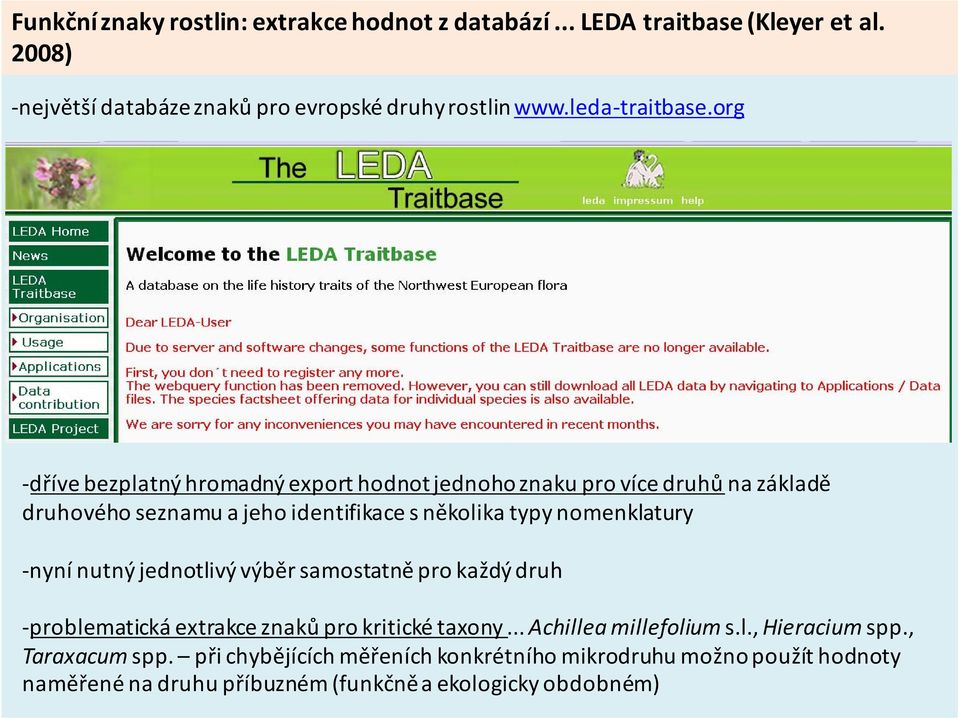 org dříve bezplatný hromadný export hodnot jednoho znaku pro více druhů na základě druhového seznamu a jeho identifikace s několika typy nomenklatury