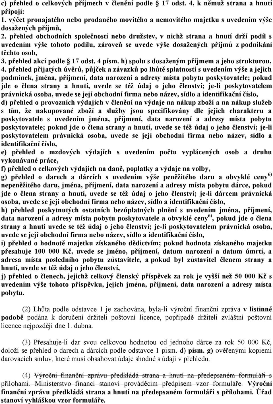 přehled akcí podle 17 odst. 4 písm. h) spolu s dosaženým příjmem a jeho strukturou, 4.