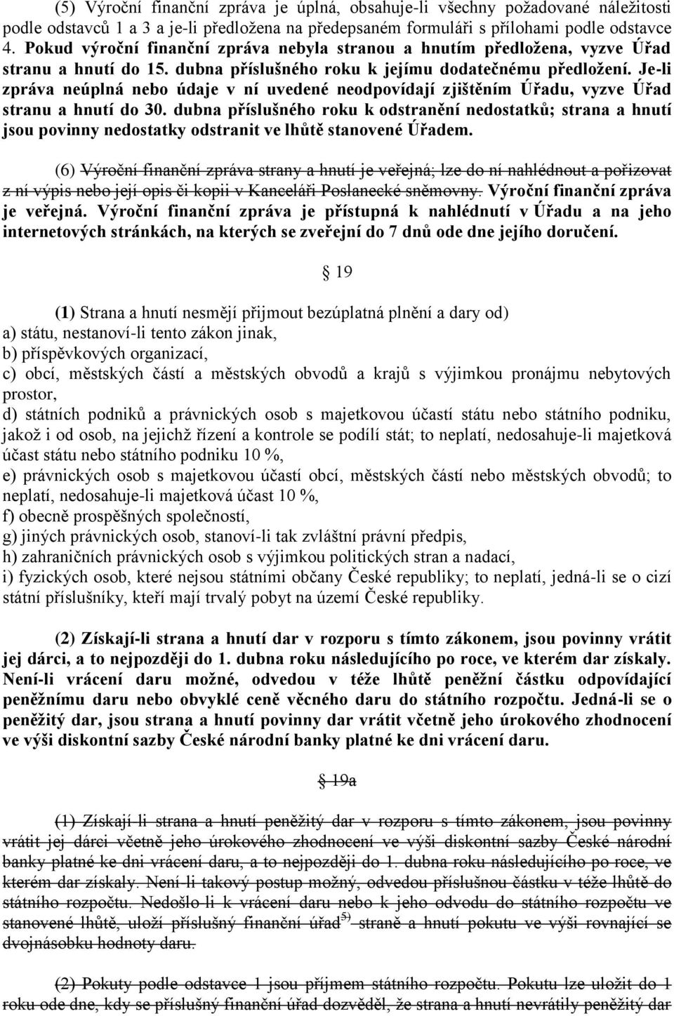 Je-li zpráva neúplná nebo údaje v ní uvedené neodpovídají zjištěním Úřadu, vyzve Úřad stranu a hnutí do 30.