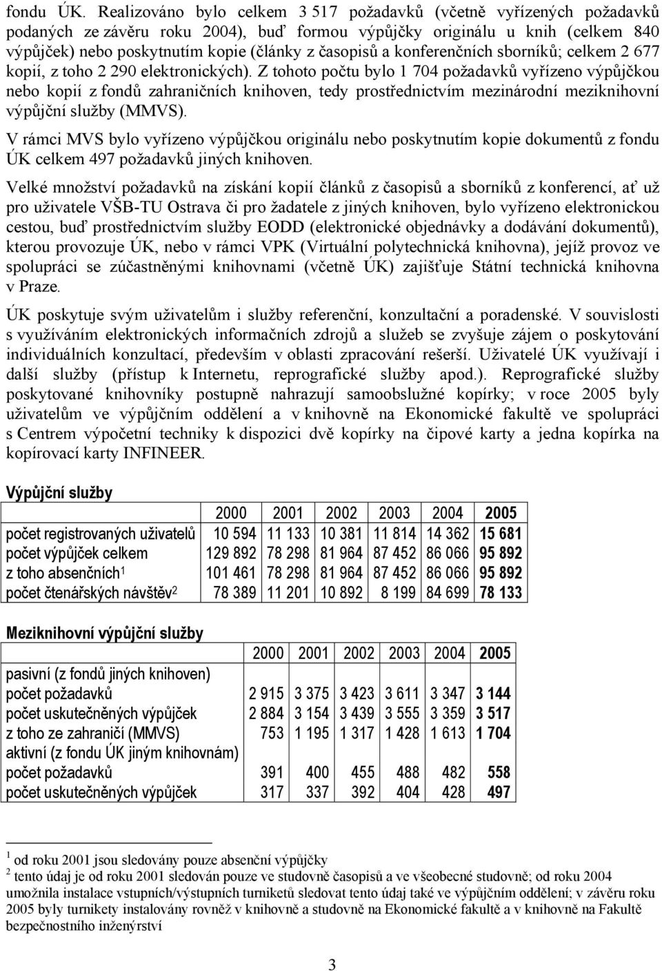 časopisů a konferenčních sborníků; celkem 2 677 kopií, z toho 2 290 elektronických).