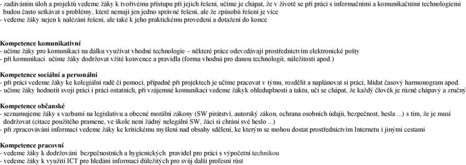 žáky pro komunikaci na dálku využívat vhodné technologie některé práce odevzdávají prostřednictvím elektronické pošty - při komunikaci učíme žáky dodržovat vžité konvence a pravidla (forma vhodná pro