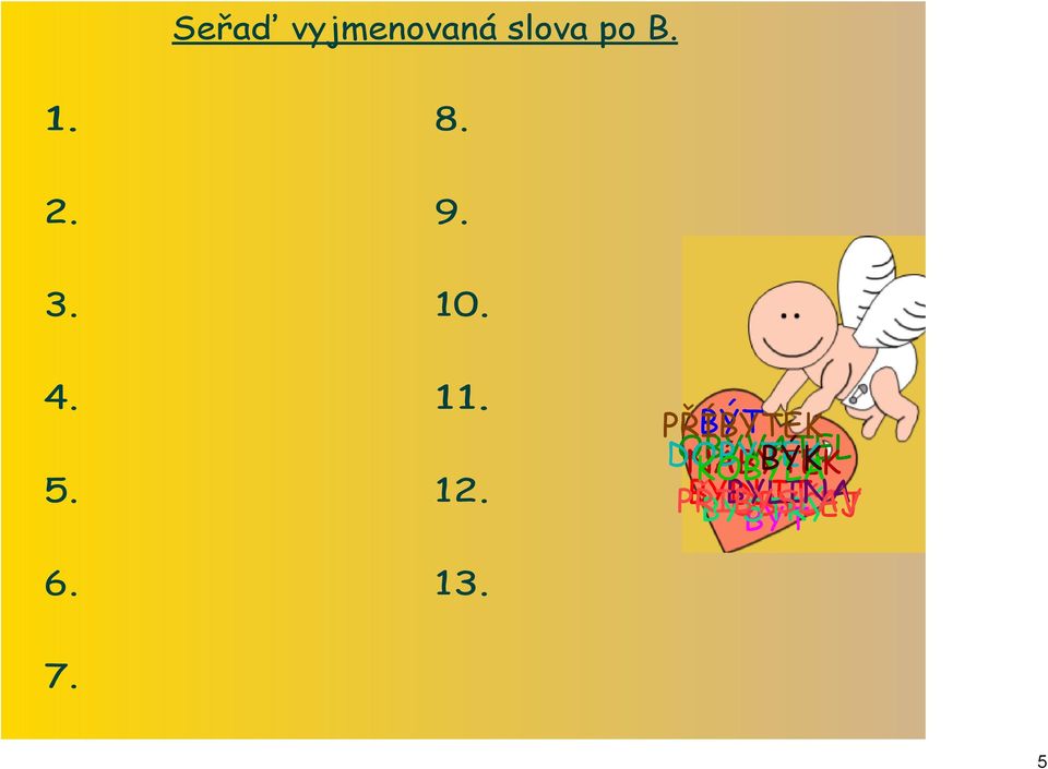 PŘÍBYTEK BÝT DOBYTEK OBYVATEL NÁBYTEK