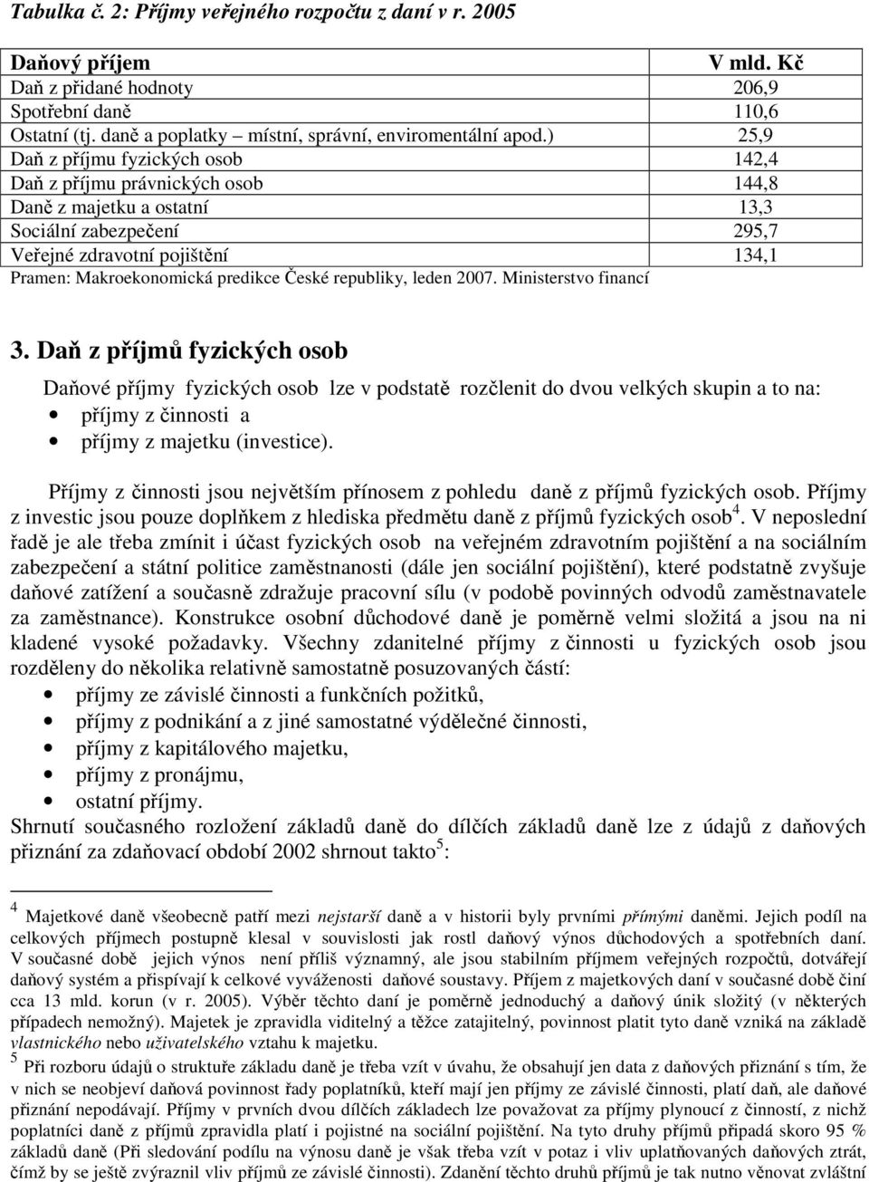 predikce České republiky, leden 2007. Ministerstvo financí 3.