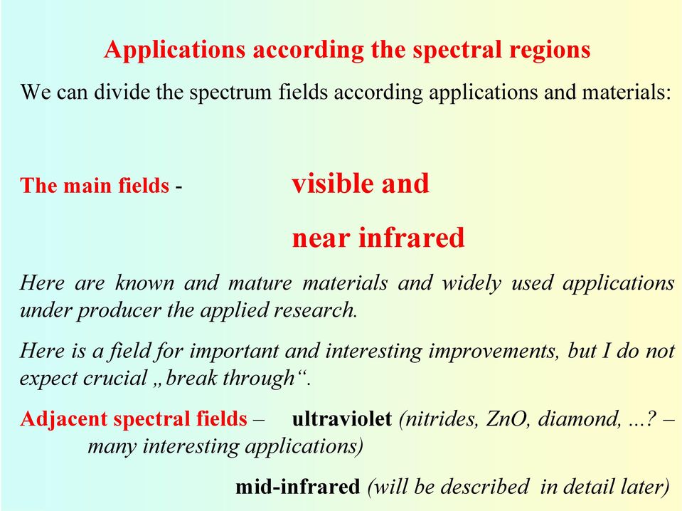 research. Here is a field for important and interesting improvements, but I do not expect crucial break through.