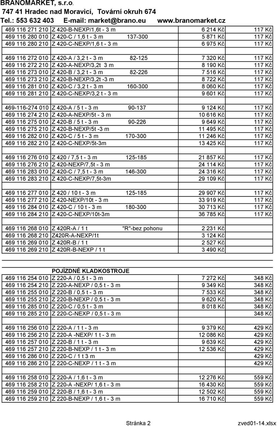 117 Kč 469 116 281 010 Z 420-C / 3,2 t - 3 m 160-300 8 060 Kč 117 Kč 469 116 281 210 Z 420-C-NEXP/3,2 t - 3 m 9 601 Kč 117 Kč 469-116-274 010 Z 420-A / 5 t - 3 m 90-137 9 124 Kč 117 Kč 469 116 274