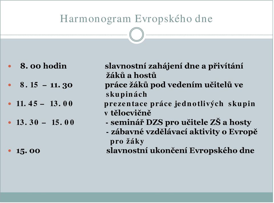 skupinách prezentace práce jednotlivých skupin v tělocvičně - seminář DZS pro učitele