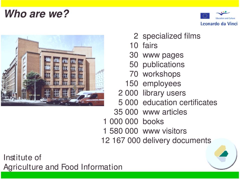 fairs 30 www pages 50 publications 70 workshops 150 employees 2 000