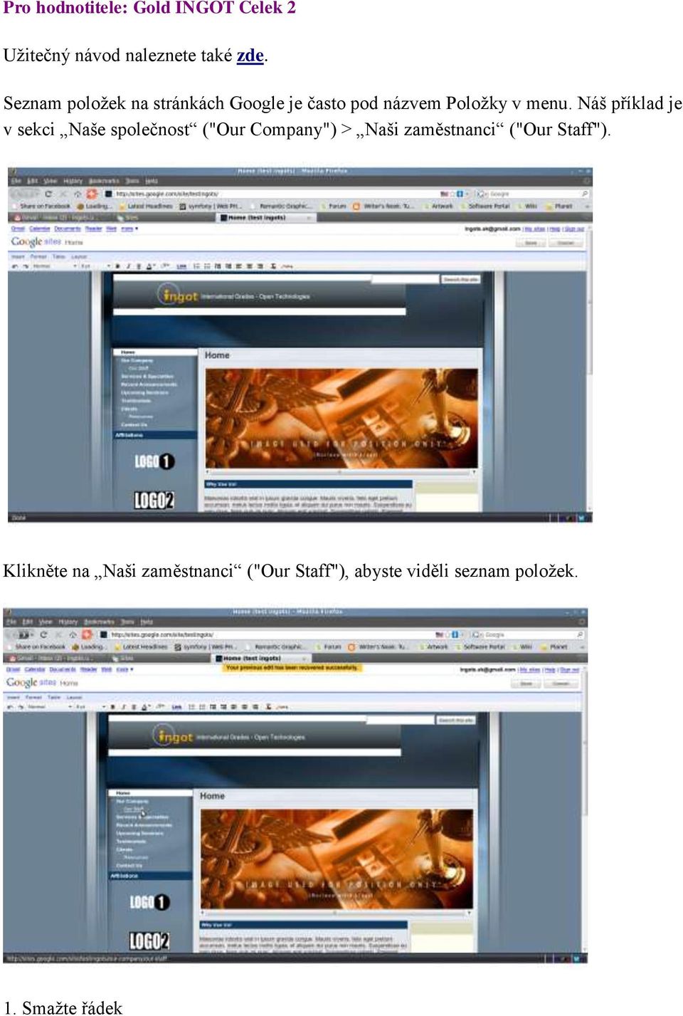 Náš příklad je v sekci Naše společnost ("Our Company") > Naši zaměstnanci ("Our