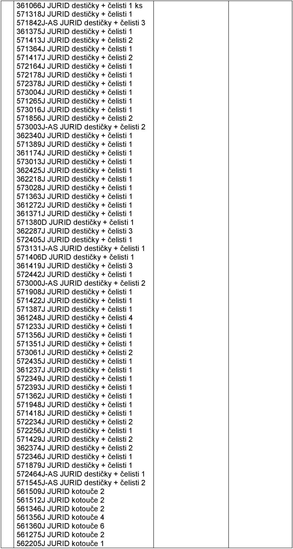 571265J JURID destičky + čelisti 1 573016J JURID destičky + čelisti 1 571856J JURID destičky + čelisti 2 573003J-AS JURID destičky + čelisti 2 362340J JURID destičky + čelisti 1 571389J JURID