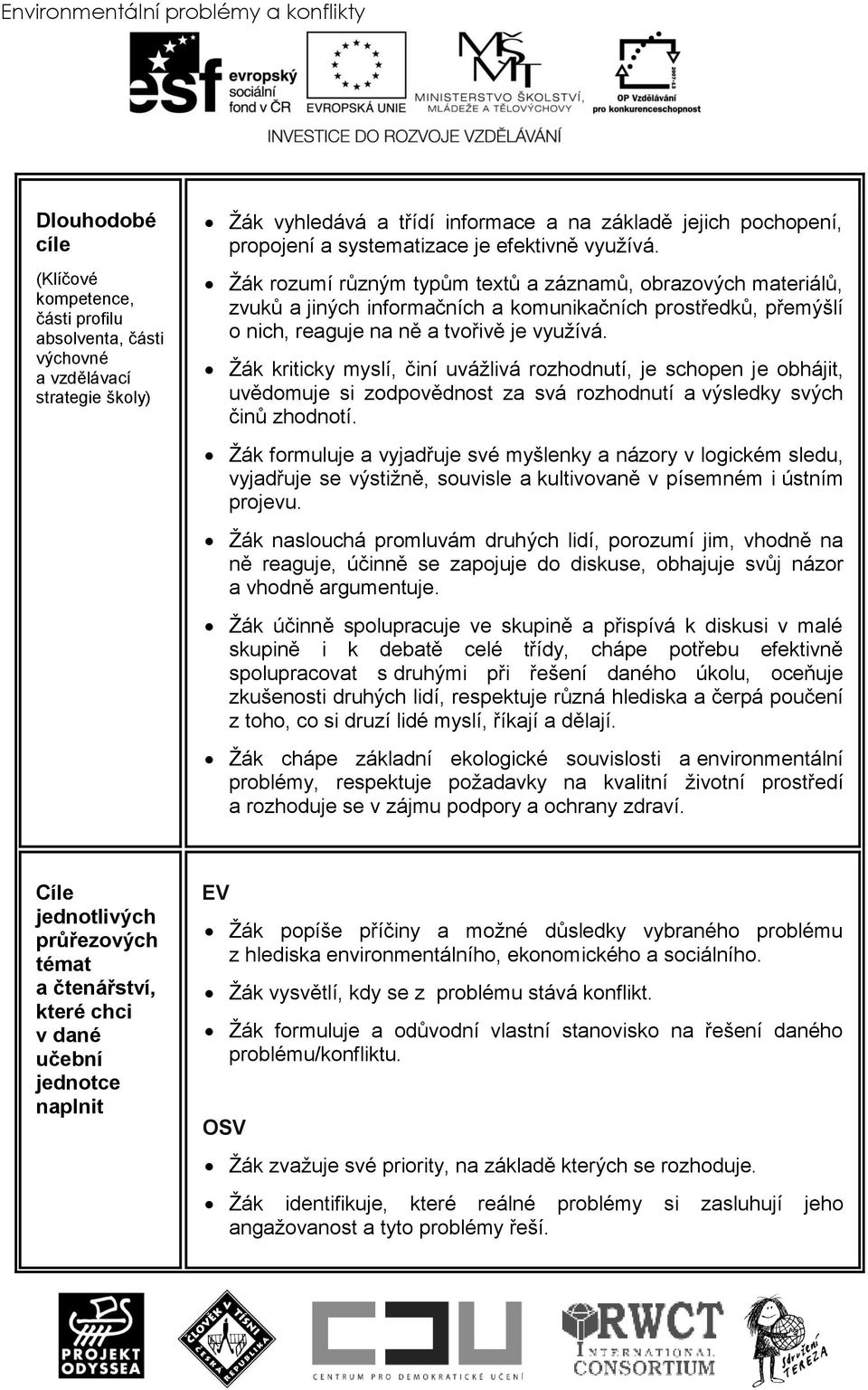 Ţák rozumí různým typům textů a záznamů, obrazových materiálů, zvuků a jiných informačních a komunikačních prostředků, přemýšlí o nich, reaguje na ně a tvořivě je vyuţívá.