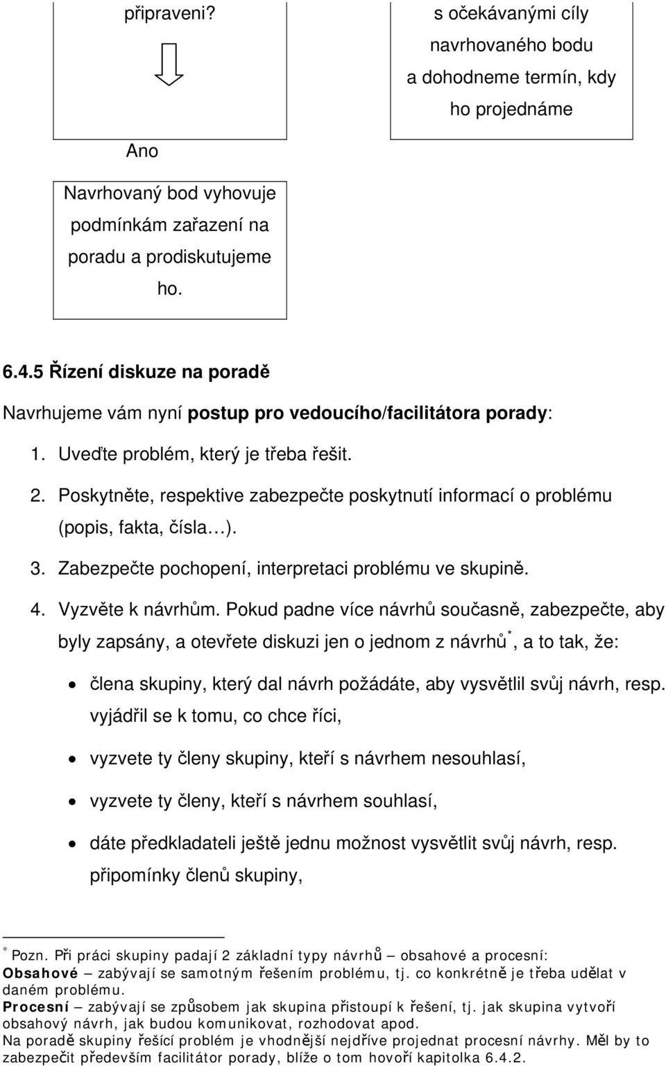Poskytněte, respektive zabezpečte poskytnutí informací o problému (popis, fakta, čísla ). 3. Zabezpečte pochopení, interpretaci problému ve skupině. 4. Vyzvěte k návrhům.