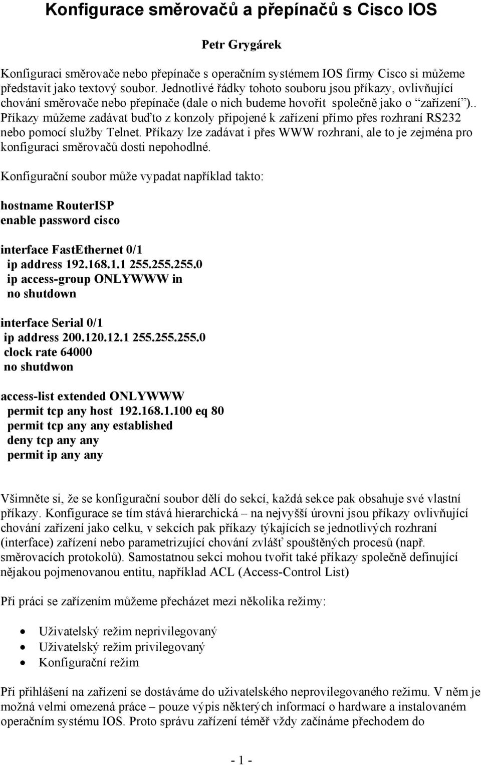 Konfigurace směrovačů a přepínačů s Cisco IOS - PDF Stažení zdarma