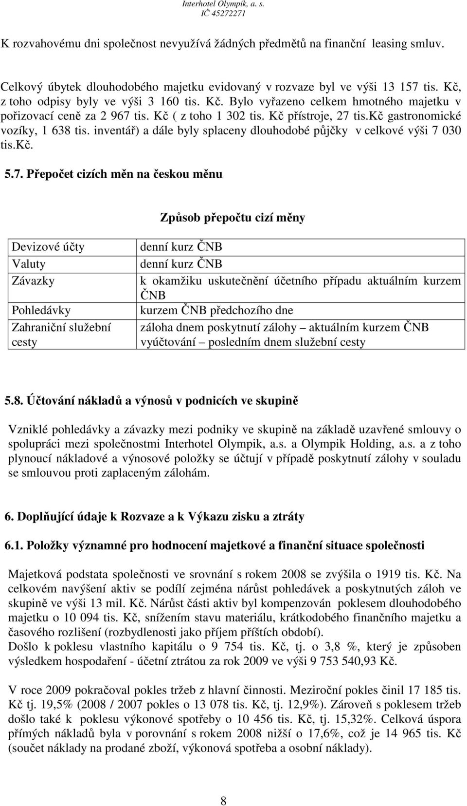 inventář) a dále byly splaceny dlouhodobé půjčky v celkové výši 7 