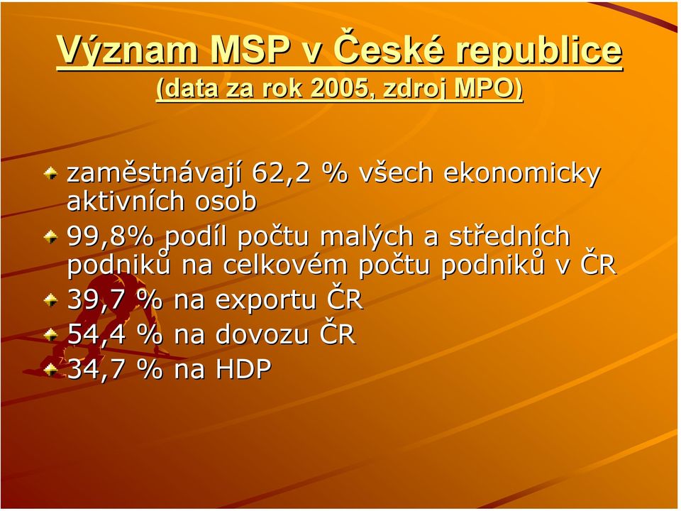 podíl počtu malých a středních podniků na celkovém počtu