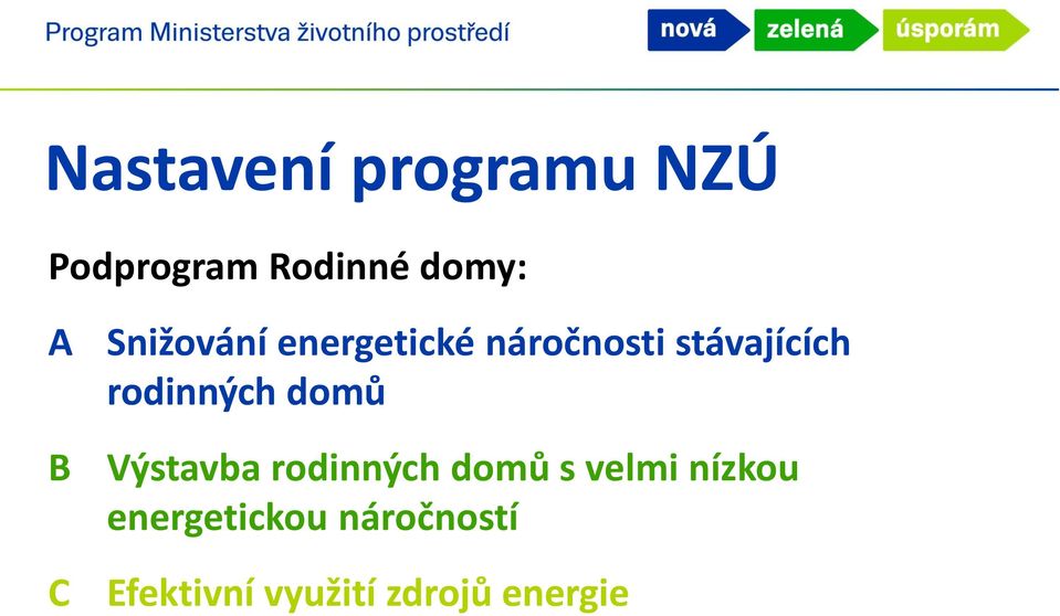 rodinných domů B Výstavba rodinných domů s velmi