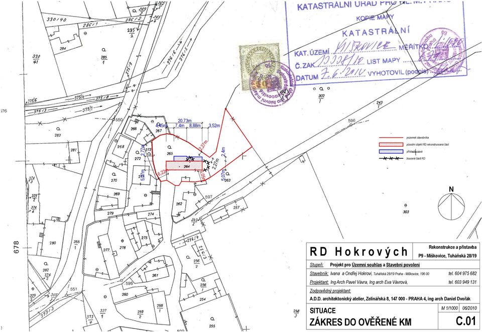 rekonstruovaná část přístavba nová 6,22m 6,05m