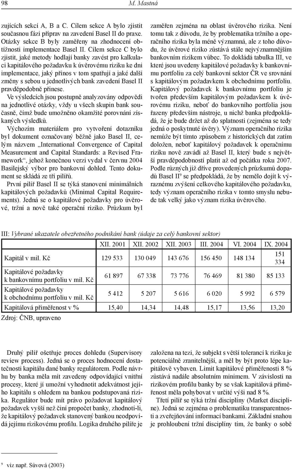 jednotlivých bank zavedení Basel II pravděpodobně přinese.