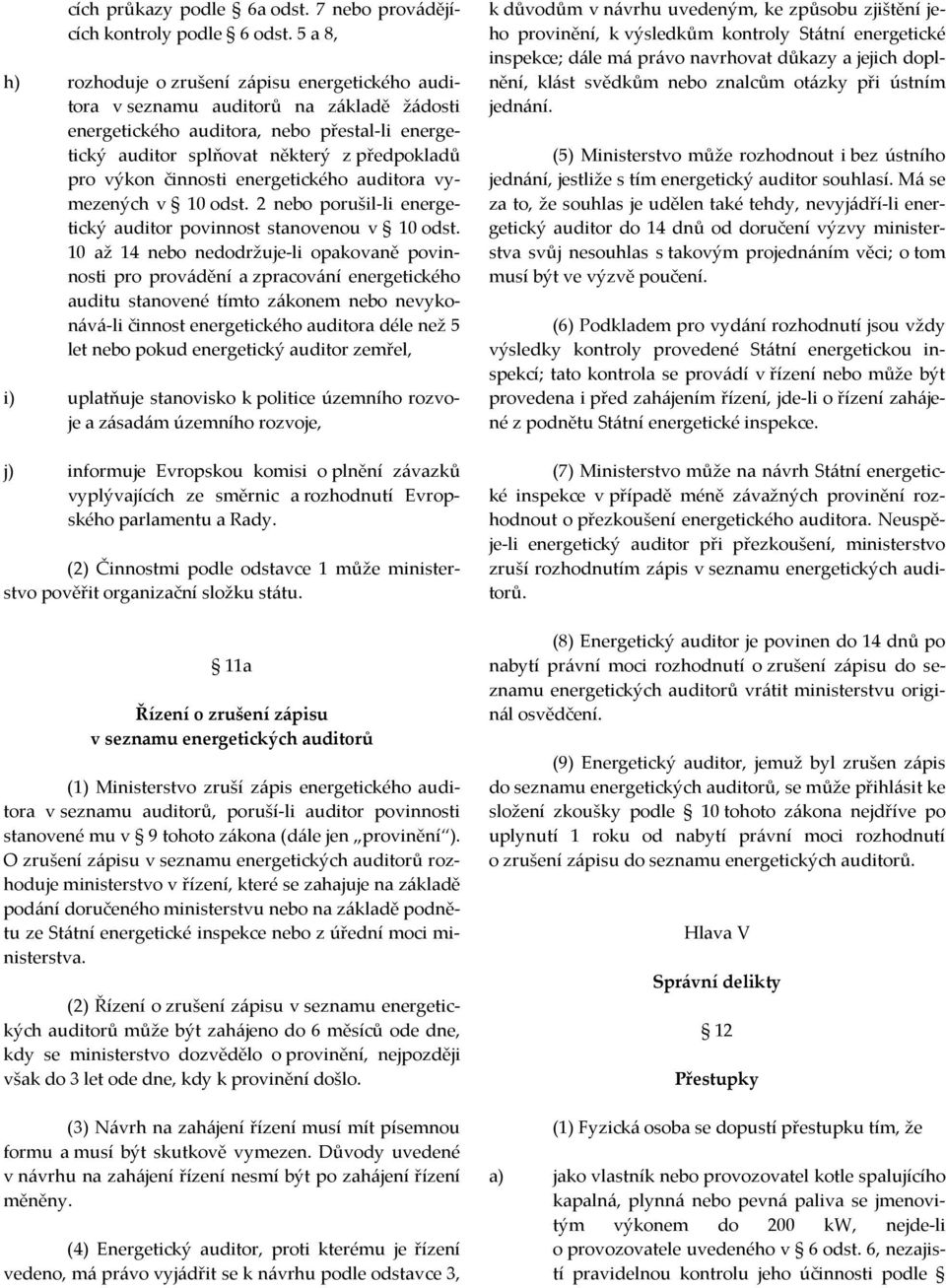 činnosti energetického auditora vymezených v 10 odst. 2 nebo porušil-li energetický auditor povinnost stanovenou v 10 odst.