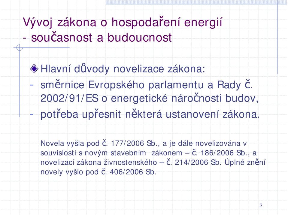 Novela vyšla pod č. 177/2006 Sb.