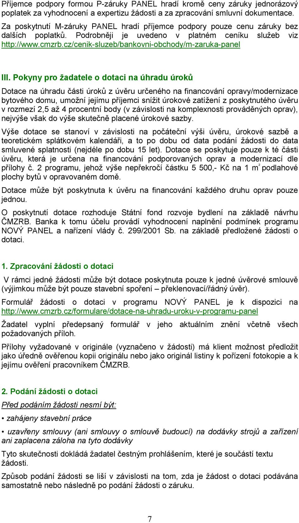 cz/cenik-sluzeb/bankovni-obchody/m-zaruka-panel III.