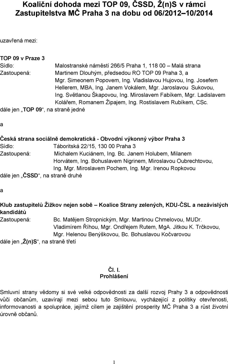 Světlanou Škapovou, Ing. Miroslavem Fabíkem, Mgr. Ladislavem Kolářem, Romanem Žipajem, Ing. Rostislavem Rubíkem, CSc.