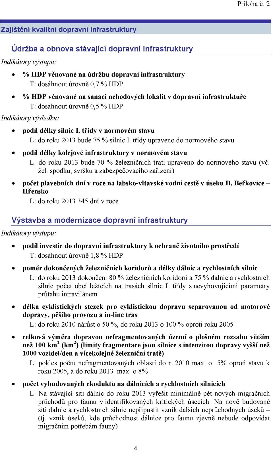 třídy upraveno do normového stavu podíl délky kolejové infrastruktury v normovém stavu L: do roku 2013 bude 70 % žele