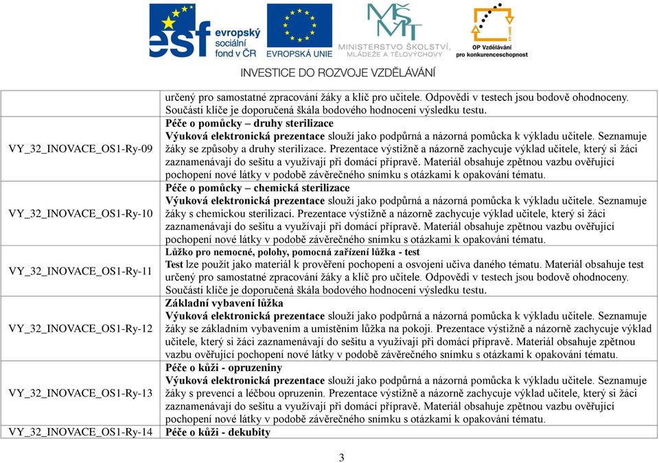 Prezentace výstižně a názorně zachycuje výklad učitele, který si žáci Lůžko pro nemocné, polohy, pomocná zařízení lůžka - test Základní vybavení lůžka žáky se základním vybavením a umístěním lůžka na