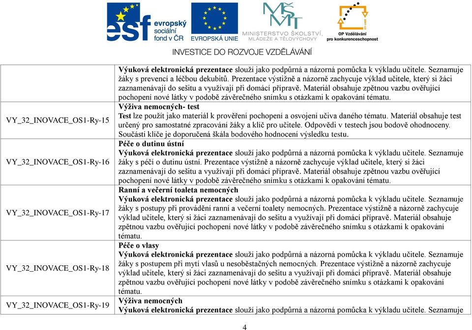 Prezentace výstižně a názorně zachycuje výklad učitele, který si žáci Ranní a večerní toaleta nemocných žáky s postupy při provádění ranní a večerní toalety