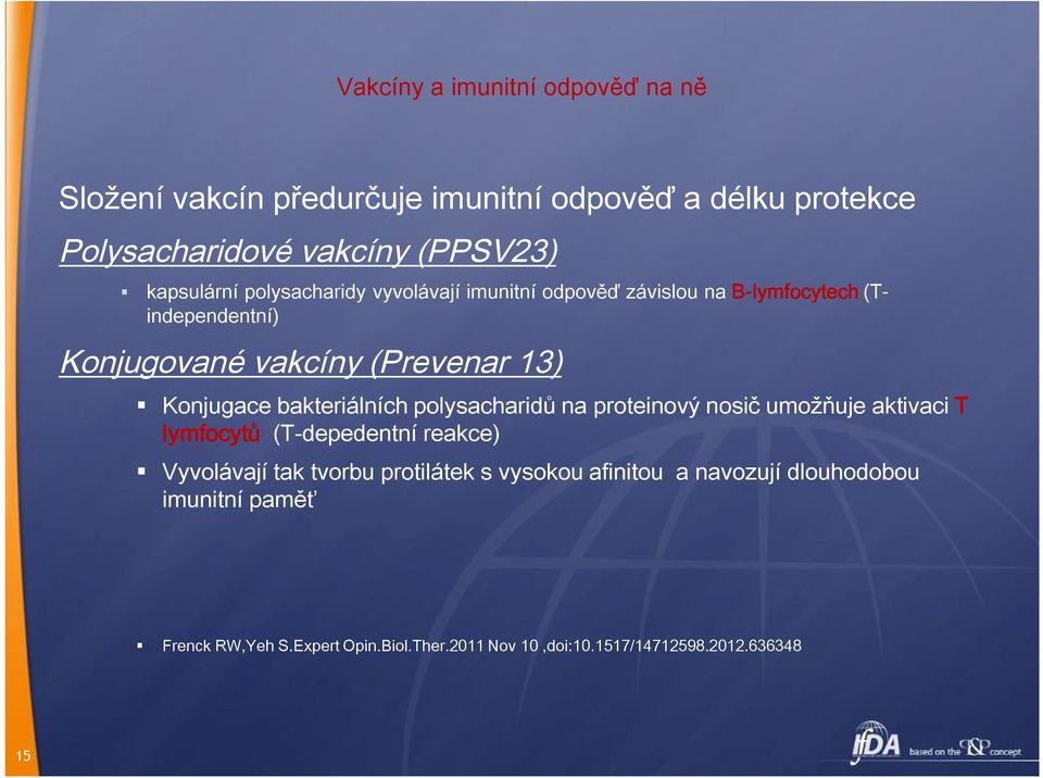 Konjugace bakteriálních polysacharidů na proteinový nosič umožňuje aktivaci T lymfocytů (T-depedentní reakce) Vyvolávají tak tvorbu