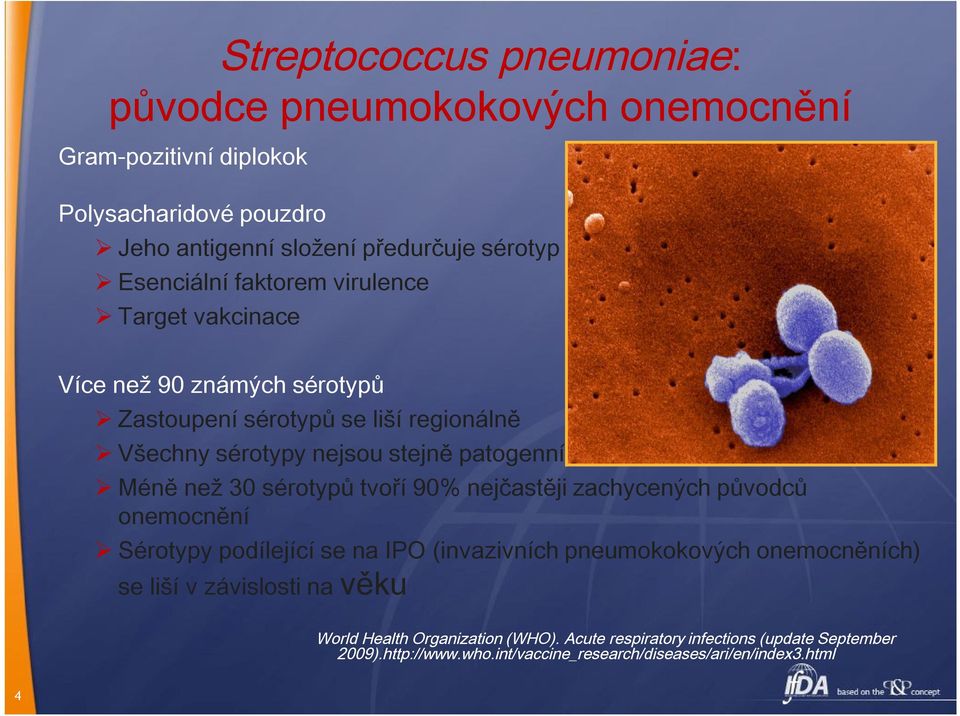 Méně než 30 sérotypů tvoří 90% nejčastěji zachycených původců onemocnění Sérotypy podílející se na IPO (invazivních pneumokokových onemocněních) se liší v