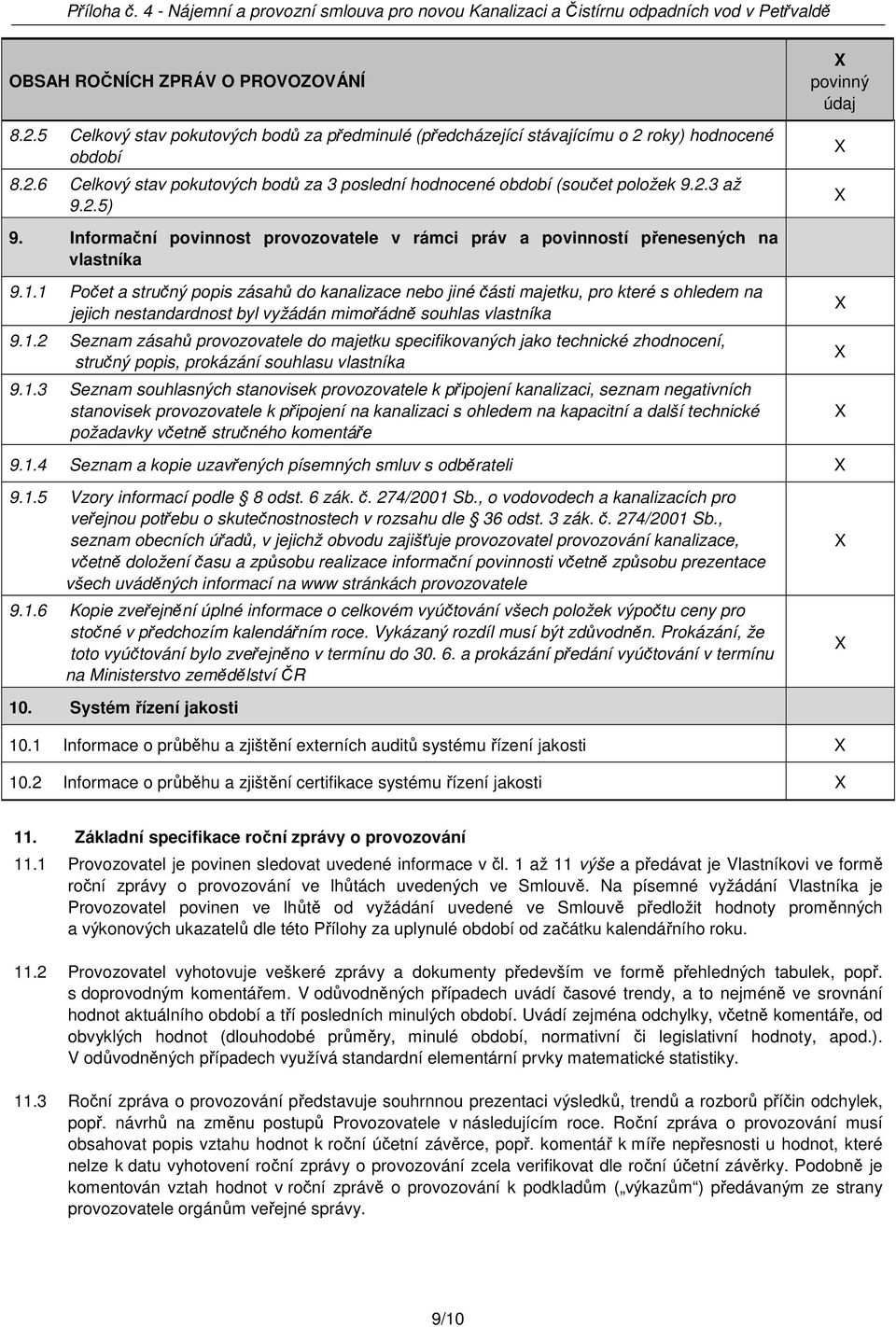 1 Počet a stručný popis zásahů do kanalizace nebo jiné části majetku, pro které s ohledem na jejich nestandardnost byl vyžádán mimořádně souhlas vlastníka 9.1.2 Seznam zásahů provozovatele do majetku specifikovaných jako technické zhodnocení, stručný popis, prokázání souhlasu vlastníka 9.