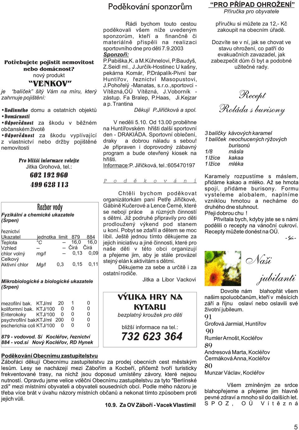 vyplívající z vlastnictví nebo držby pojištìné nemovitosti øeznictví Ukazatel Teplota Vzhled chlor volný Celkový Aktivní chlor Pro bližší informace volejte Jitka Grohová, tel.